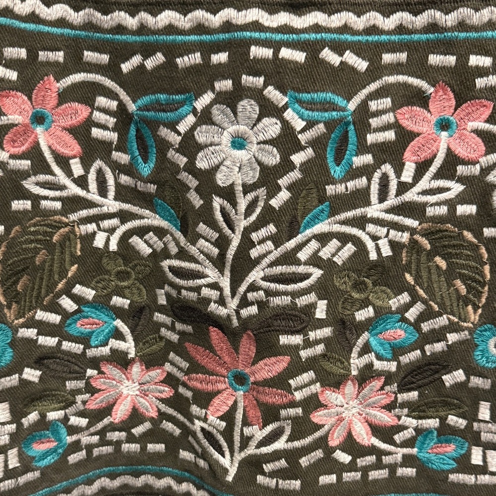 Mi Ami Collections Embroidered Mini Skirt - Olive, Pink, Blue - Picture 2 of 5